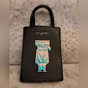 Karl Lagerfeld Mini Tote Phone Bag with Holographic Detail